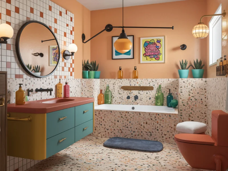 Terrazzo Burst Colorful Modern Bathroom Design